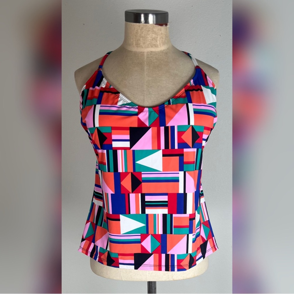 Eco Beach Colorful Geometric Women's Swim Tankini Top